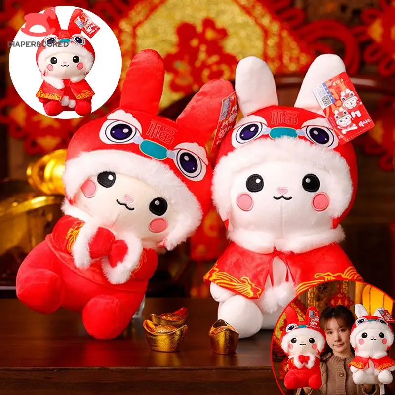 

Милая Новогодняя кавайная плюшевая игрушка в китайском стиле, кролик на удачу, мягкая кукла-талисман, коллекция, рождественский подарок, 20 с...