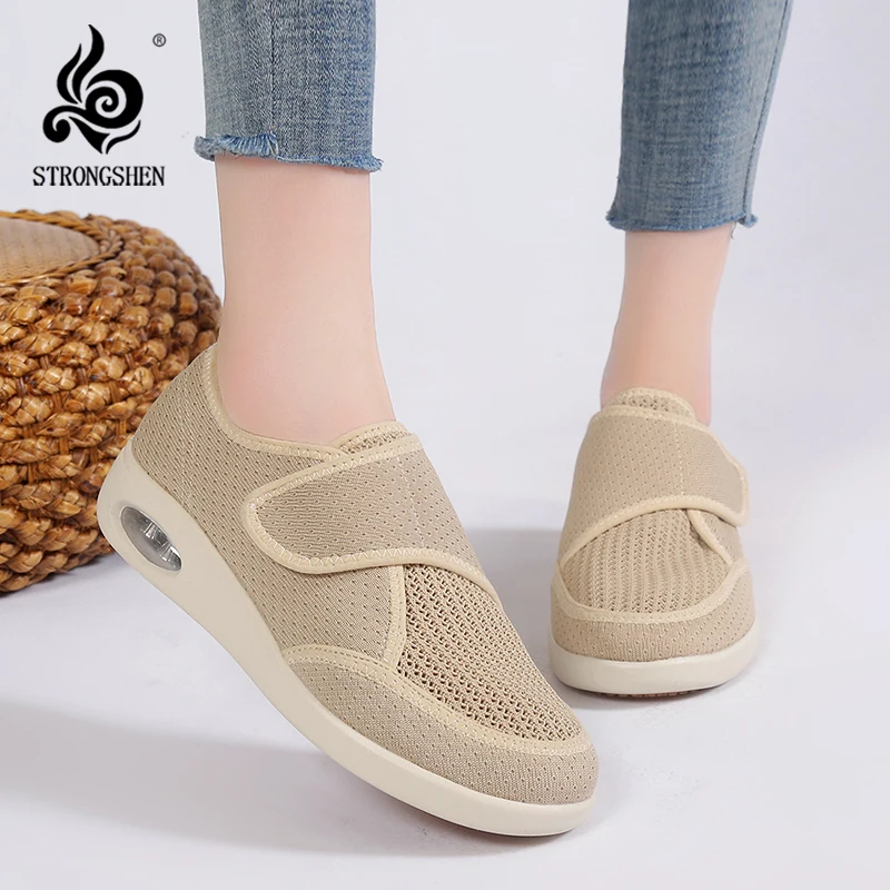 STRONGSHEN Women Casual Shoes Woman Flat Running Shoe Female Sneakers Mesh Shoes Breathable Slip On Sport Shoes Zapatos De Mujer