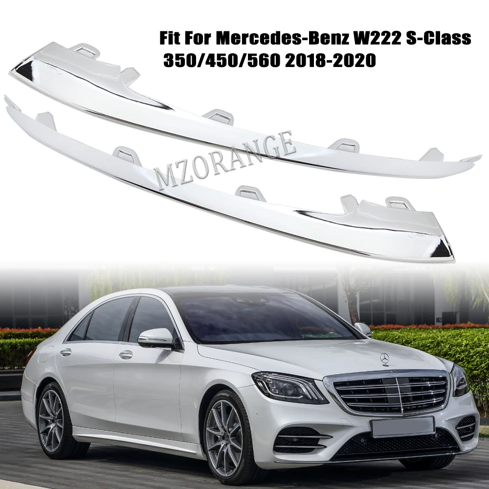 

2228857800 для Mercedes-Benz W222 S Class 2018 2019 2020, передний бампер автомобиля, правая сторона, хромированная отделочная полоса, отделка, аксессуары, запчаст...