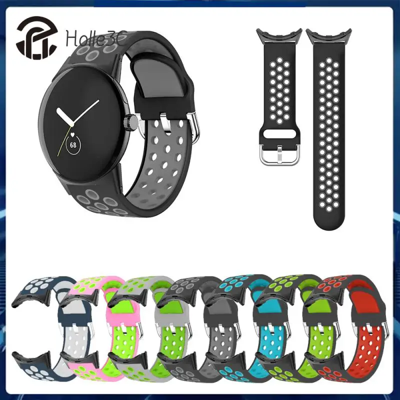

Silicone Soft Watch Strap Smart Watchbands Watch Band For Pixel Watch Active Bracelet Breathable Sport Breatheable Double Color