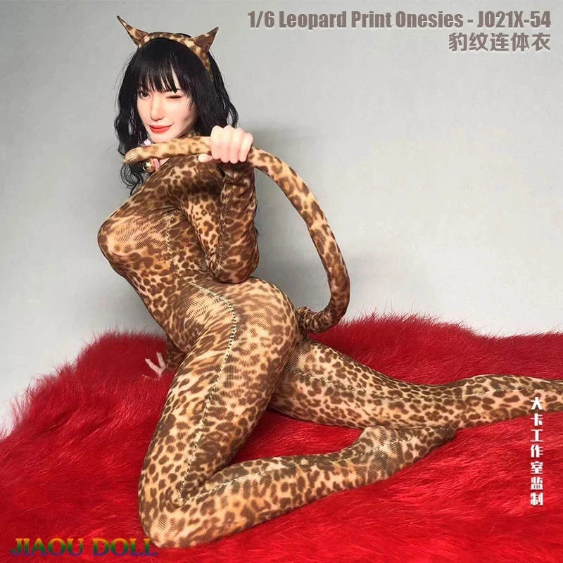 

JO21X-54 1/6 Leopard Print Jumpsuit Sexy Uniform Temptation Female Soldier Clothes Fit 12'' PH TBL Action Figure Body Toy