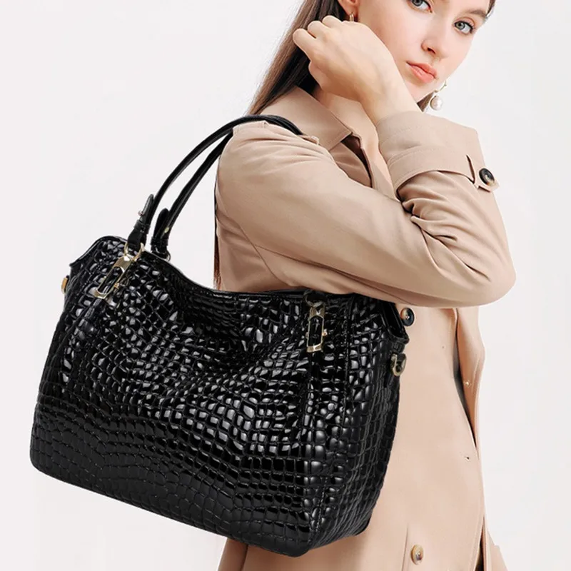 Genuine Leather Women's Handbags High-Grade Crocodile Pattern Mother Bag 2023 New Cowhide Large Capacity Shoulder Bags