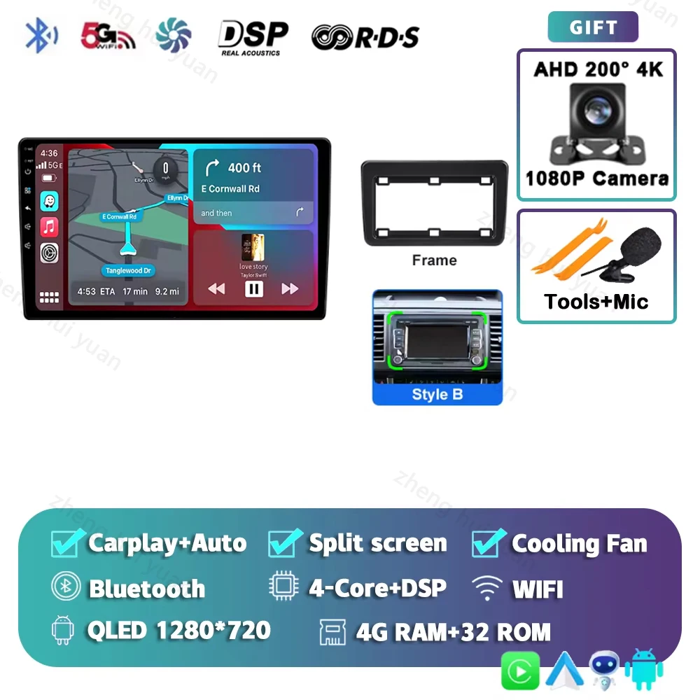 

Android 15 для Volkswagen VW Amarok Multivan T5 Carplay Auto 2K экран автомобильный радиоприемник мультимедийный плеер WIFI + 4G авторадио стерео 2din