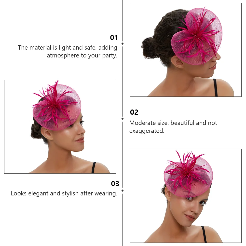 Розовые банты для волос сетчатая повязка на голову с перьями вечерние головные