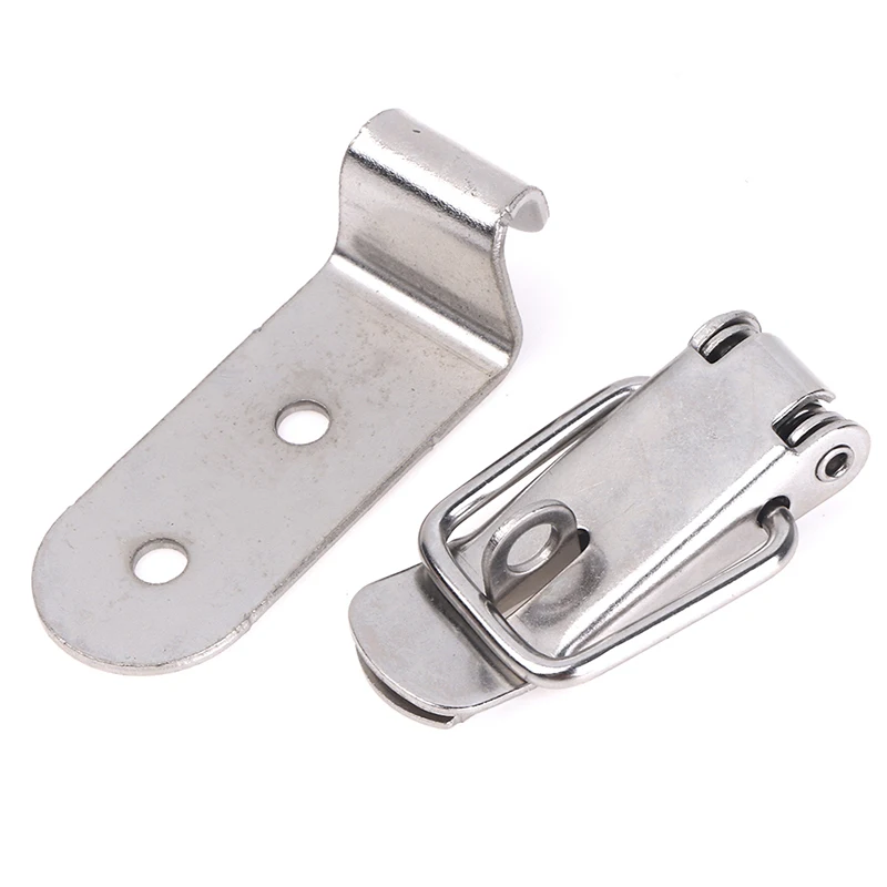 2/4pcs 90 Degrees Duck-mouth Buckle Hook Lock Stainless Steel Spring Loaded Draw Toggle Latch Clamp Clip Hasp Latch Catch Clasp images - 6