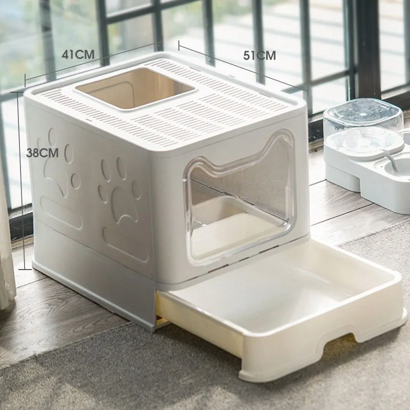 

Fully Closed Cat Litter Box Anti-belt Sand and Odor-proof Oversized Toilet Sandbox Portable Toilet Cat Supplies Pet Articles