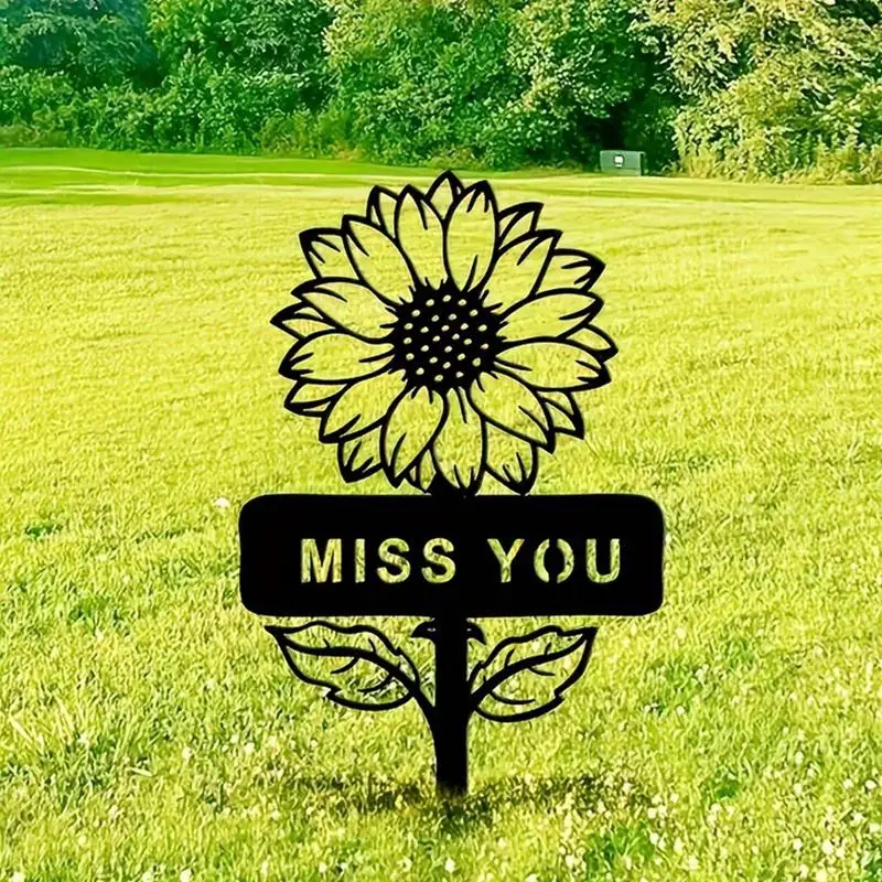 Подсолнух Yard Art Металлический садовый кол со словами Miss You Открытое украшение