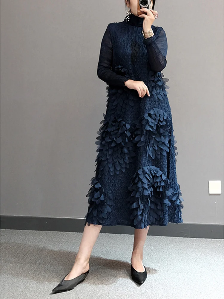 

Женское винтажное плиссированное платье, однотонное свободное платье с длинным рукавом и цветочным принтом, лето 2023