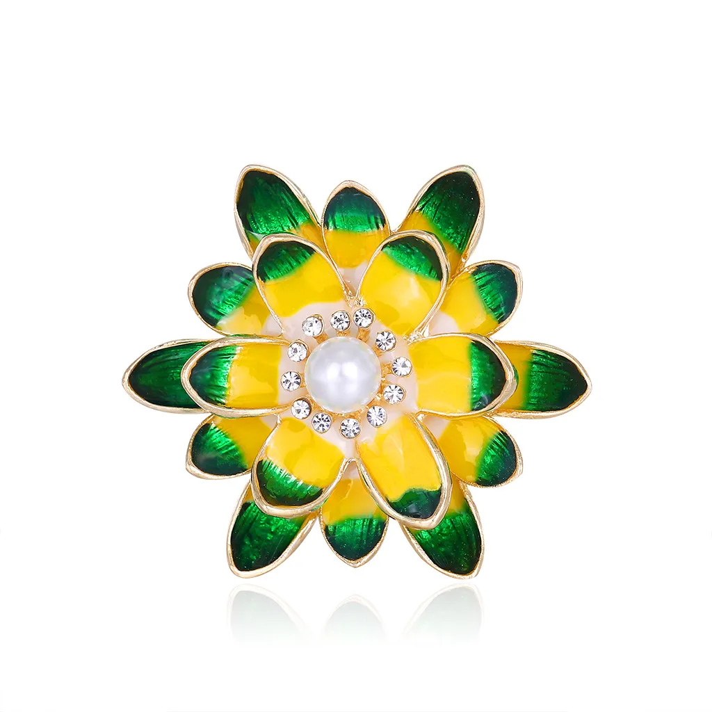 

TULX Korean Fashion Lotus Flower Brooches Women Temperament Enamel Flower Brooch Pin Sweater Jacket Accessories Corsage