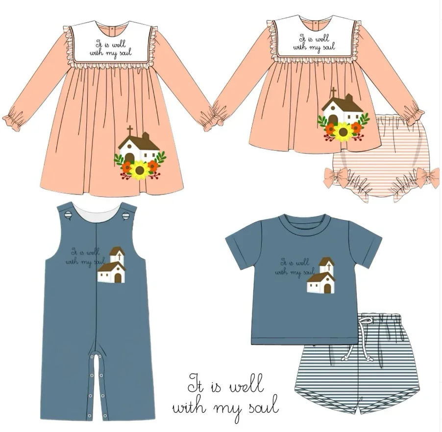 Новый Пасхальный бутик Детский комплект кружевное платье с длинным рукавом и