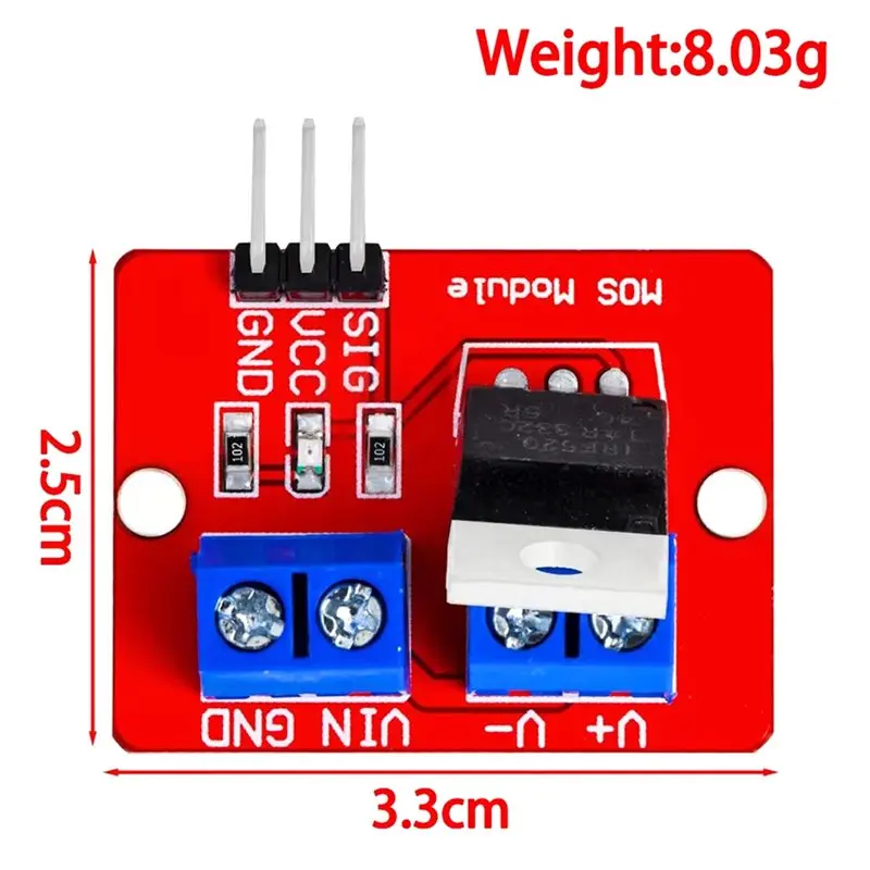 Модуль драйвера MOSFET JABS-IRF520, 0-24 В, кнопка управления высокой мощностью, плата управления для Arduino MCU Raspberry Pi PWM (art.: 3920d8b93efcc) - 3920d8b93efcc