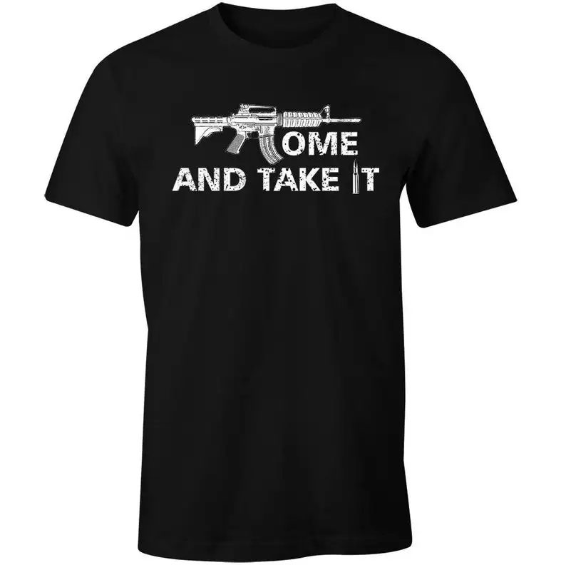 

Забавные мужские футболки, белые футболки, рубашка с надписью «Come and Take It», рубашка с защитой от оружия и прав военных