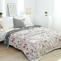 double side jacquard knitted throw blanket for bedroom lightweight cozy 4 layer gauze thread blanket office nap bedspread