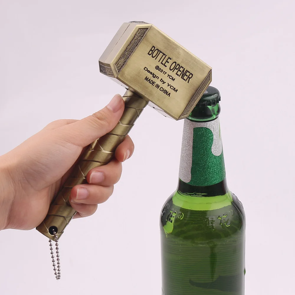 Dobeli large Size Beer Bottle Opener Multifunction Hammer  Thor Shaped Beer Bottle Opener With Long Handle Kitchen Bar tool