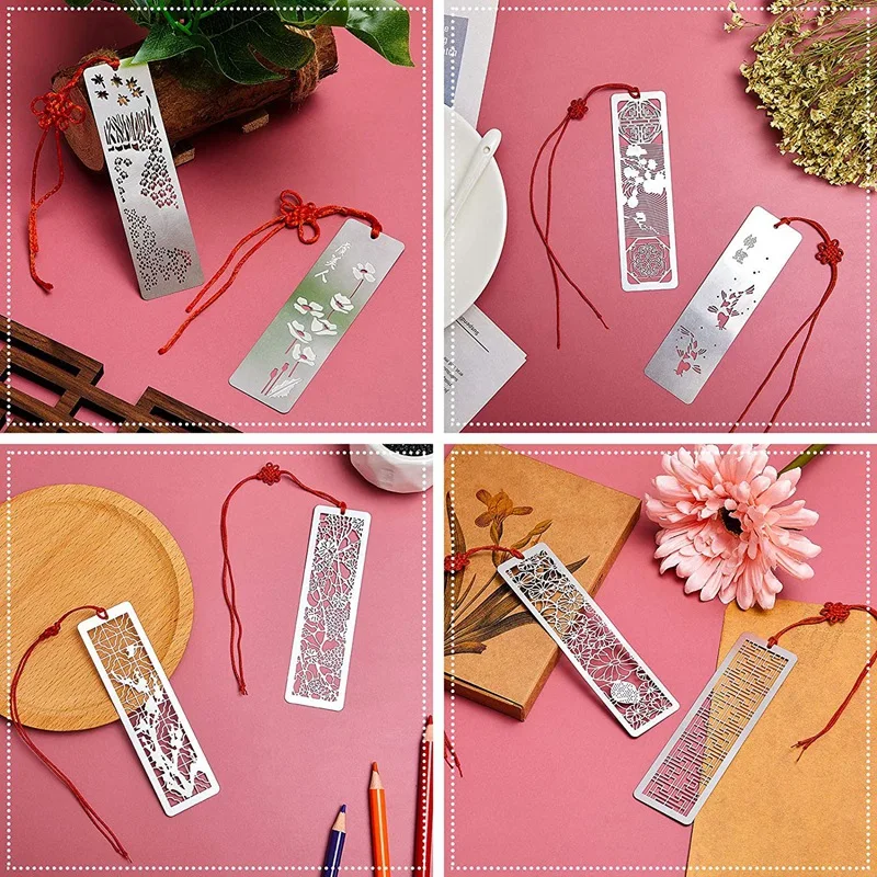 8 шт. пустотелых металлических закладок с красным узлом набор для чтения книг 4 5X1