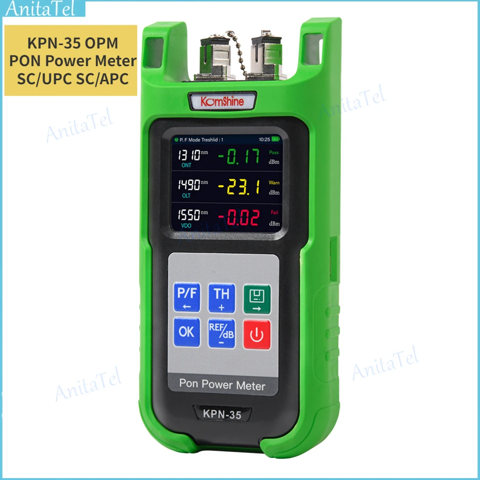 

KOMSHINE KPN-35 OPM PON Optical Power Meter SC/UPC SC/APC 0.1 dB Resolution 1310/1490/1550nm for PON Network Testing FTTH Tool