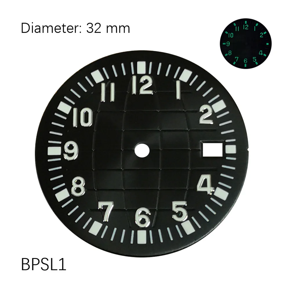 

32mm green luminous grnde NH35 Dial NH35 case Watch Accessories Customized Watch / S ko mod