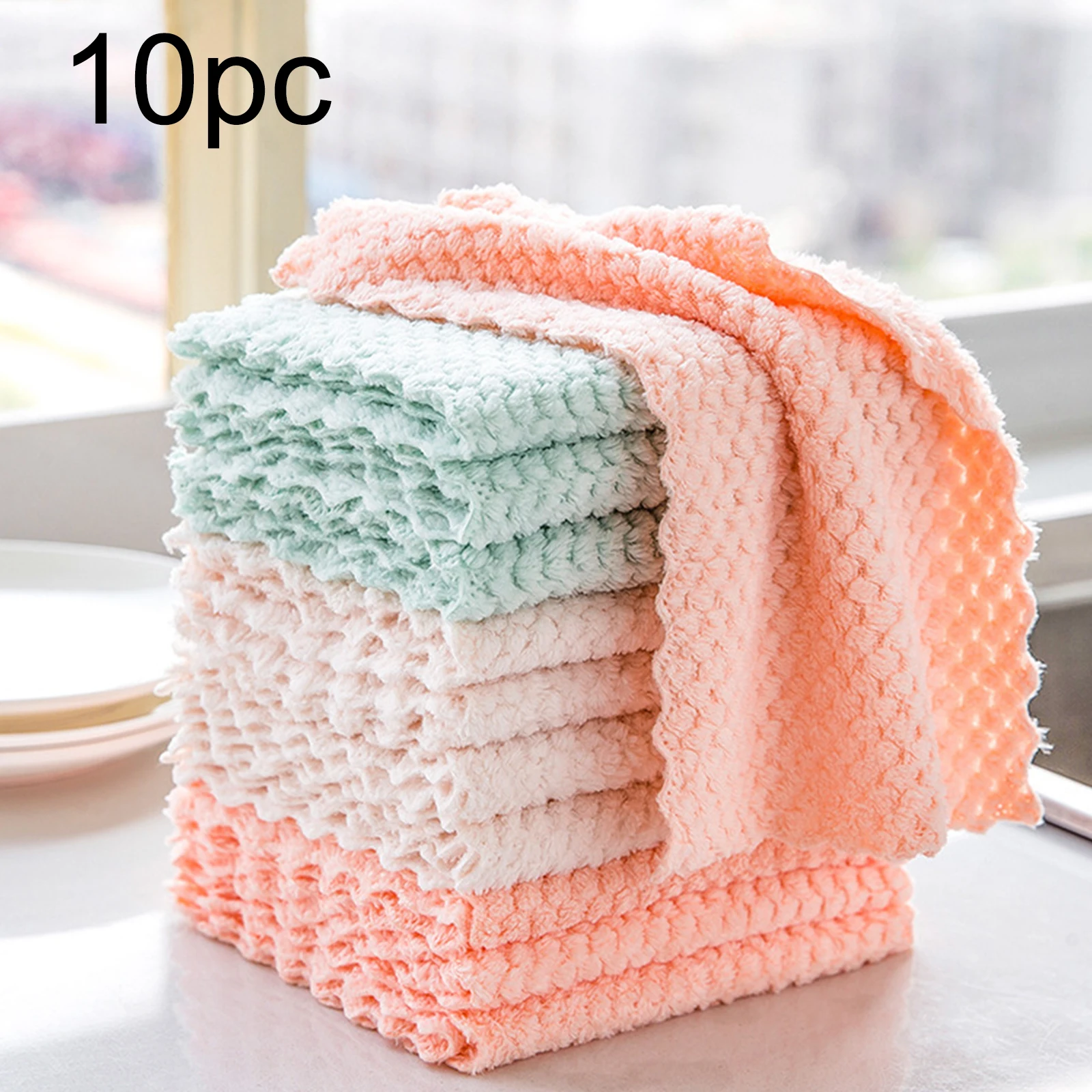 

Мягкое кухонное полотенце из микрофибры, 10 шт., супер впитывающая ткань для посуды, не скользит жиром, тряпки для протирания, не скользит, мас...