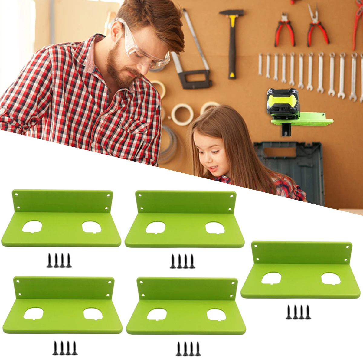 

5Pcs Battery Holder Compatible with Ryobi Battery 18V Battery Hanger with Screws Wall Mount Battery Bracket Compatible Ryobi