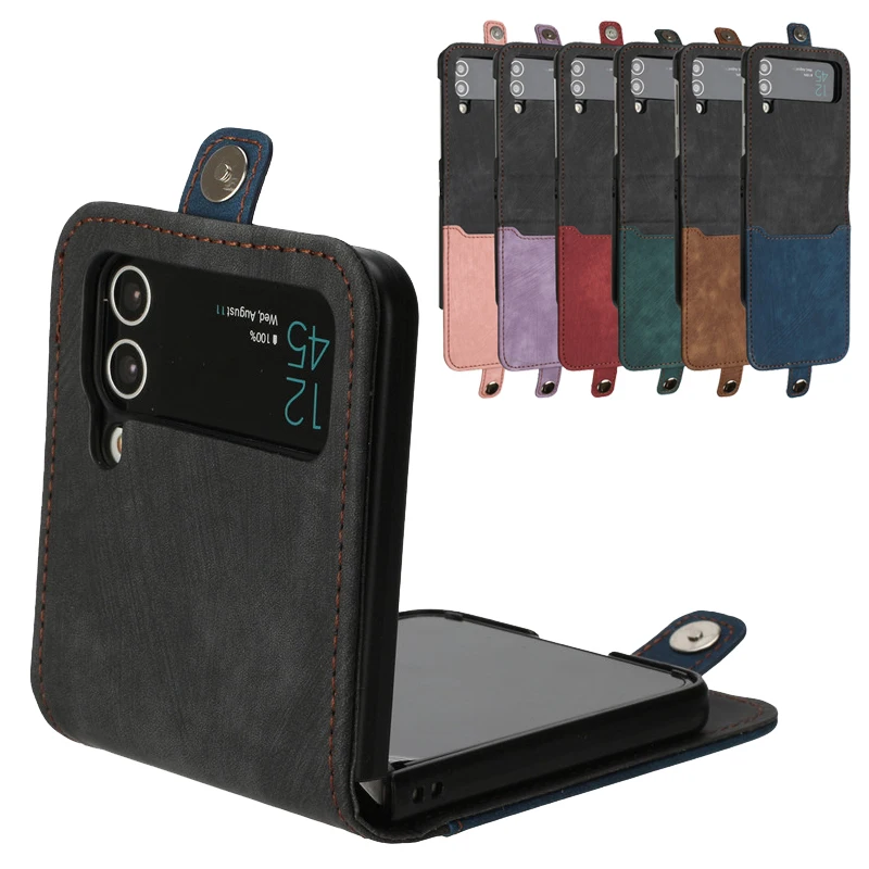 

Flip Etui Leather Case on For Samsung Galaxy Z flip 4 3 Flip4 Flip3 5G SM-F721 F711 Zflip 4 3 Zflip4 Magnetic Wallet Card Cases