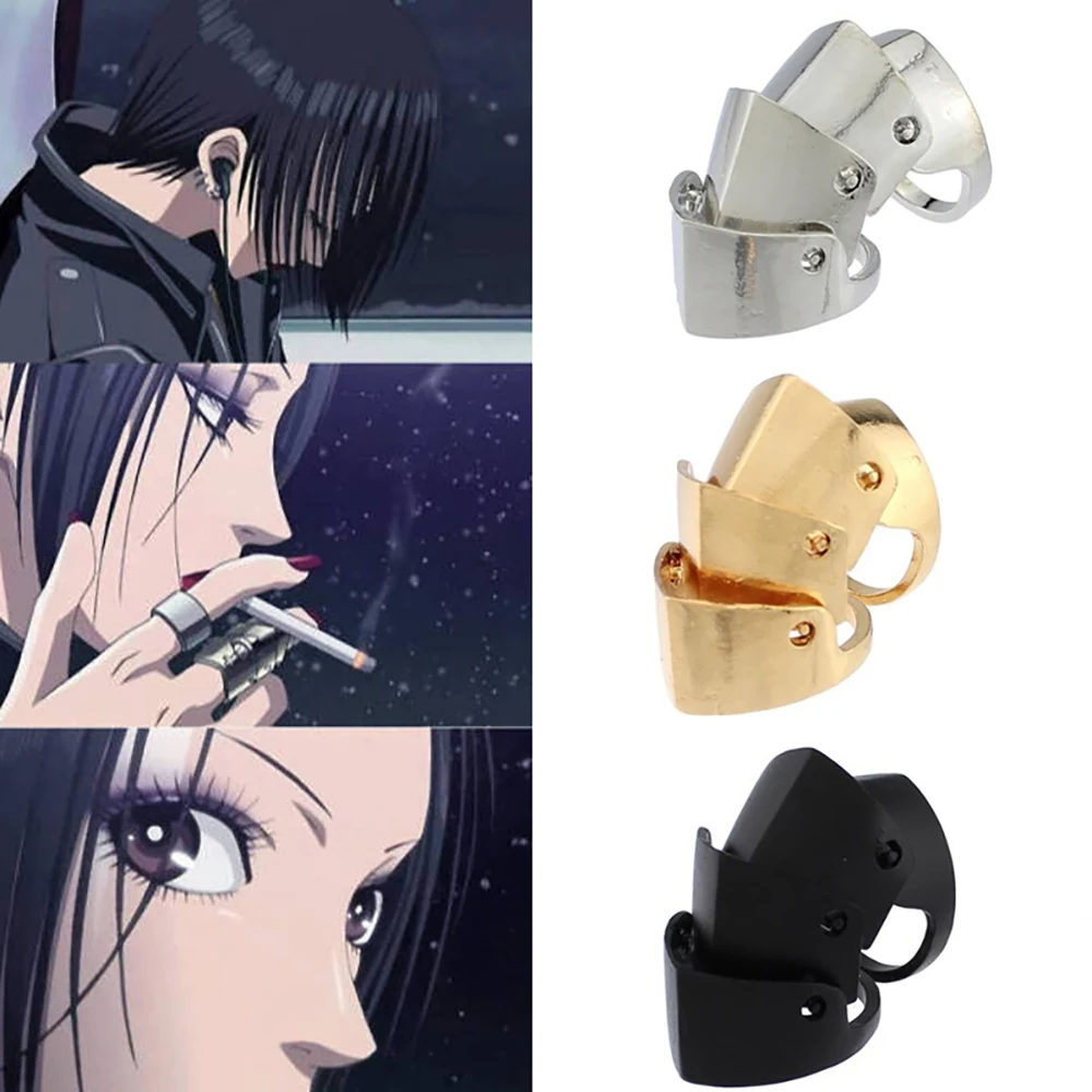 

2023 New Anime Oosaki Nana Rings Cool Punk Gothic Rock Scroll Joint Armor Knuckle Metal Finger Rings Cosplay Gifts