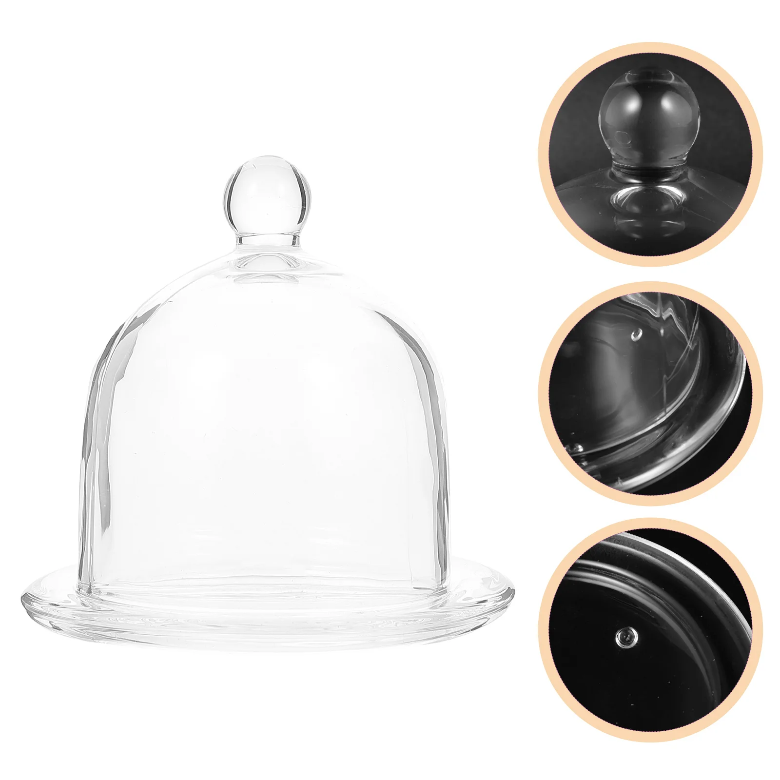 

1 Set Glass Cupcake Cover Bread Preservation Cover Dessert Cover with Tray for Afternoon Tea