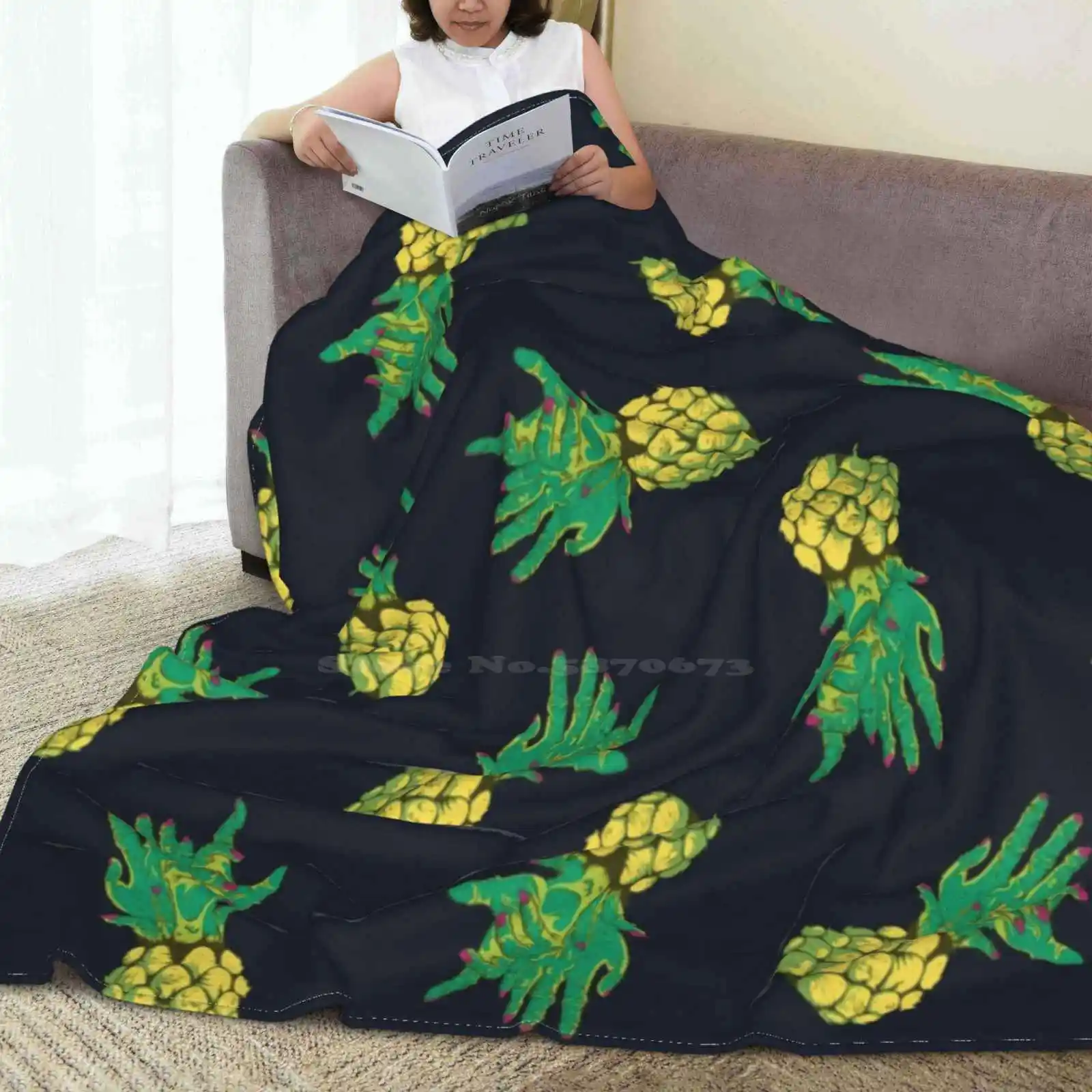Новое модное мягкое теплое одеяло с принтом зомби ананас фрукты синий желтый