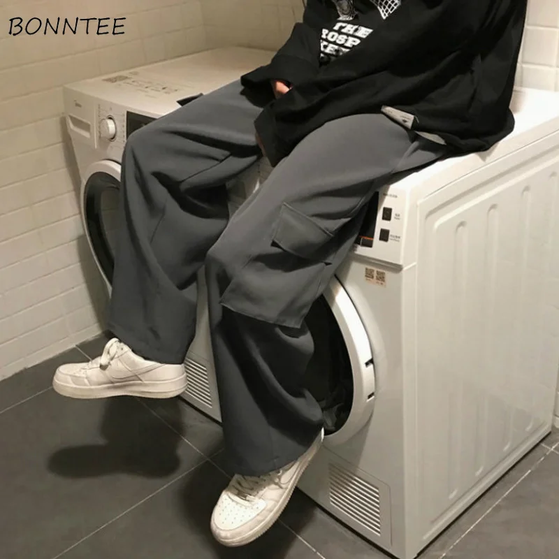 

Casual Pants Men Plus Size 3XL Baggy Side Pocket Mopping Unisex Couples Mens Cargo Pant Ulzzang Chic Solid Simple Harajuku New