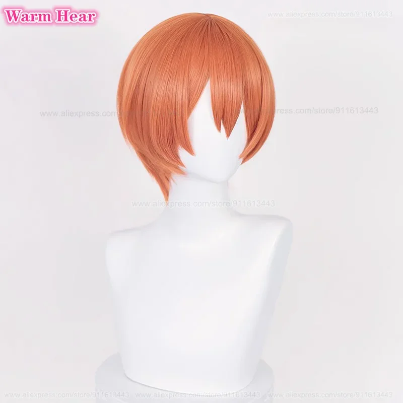 Аниме Рин Хошизора Синтетические волосы Короткие 30 см Унисекс Оранжевый Красный