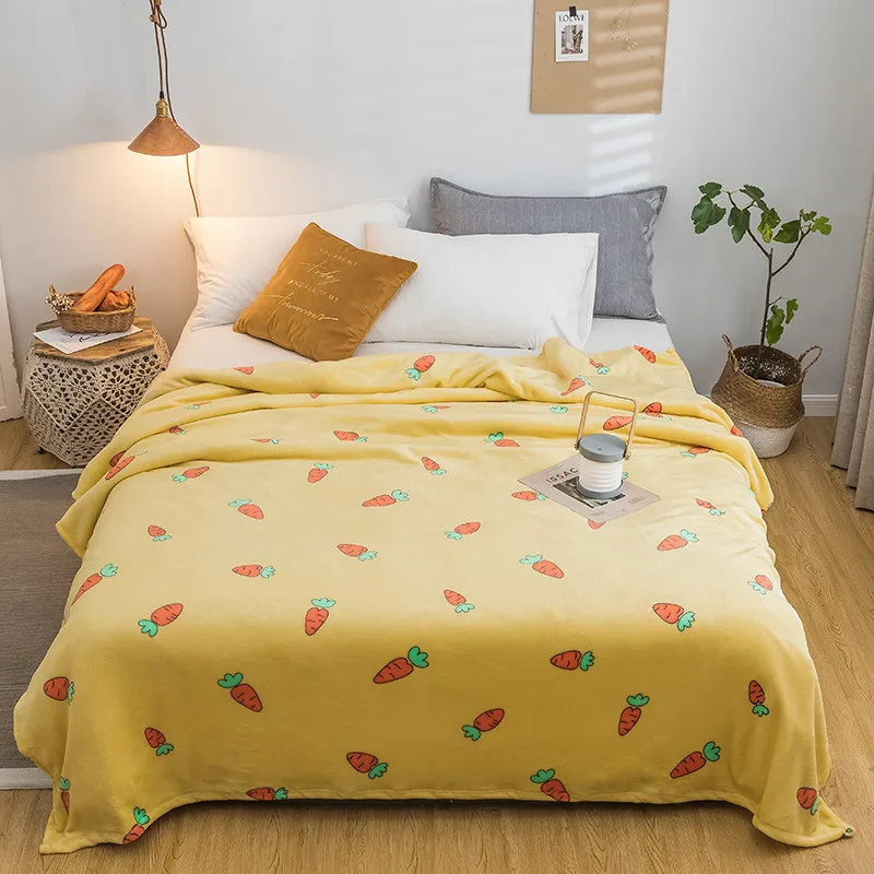 

Carrot 200x230cm Farley Wool Polar Microfiber Bedspread Blanket Cover Flannel Blanket for Sofa/Bed/Car Portable Plaids