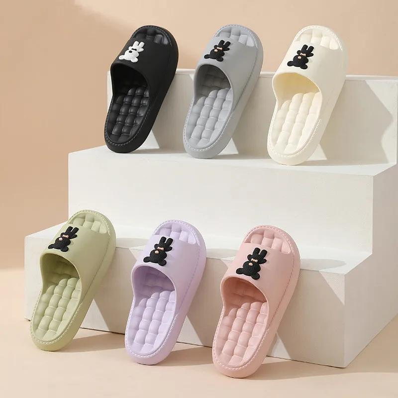 Soft EVA Indoor Slippers Women Men Non-Slip Bathroom Home Flip-Flops Thick Platform Cloud Sandals Summer Beach Shoes