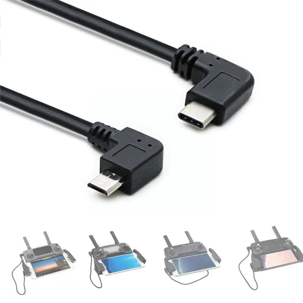 Micro Usb Type C 3 1 кабель для передачи данных 90 градусов Otg фут шнур прямой черный угол