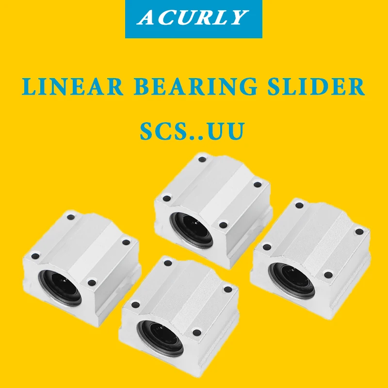 

4pcs/lot Linear Motion Ball Bearing Slide Block Bushing SC8UU SCS8UU SC10UU SCS12UU 16UU 20UU 25UU Linear Shaft CNC 3D Printer