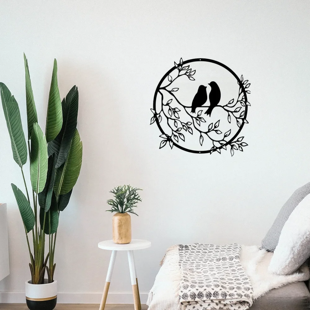 Уникальное Металлическое Украшение На Стену В Форме Птицы Ветке Дерева Цельная