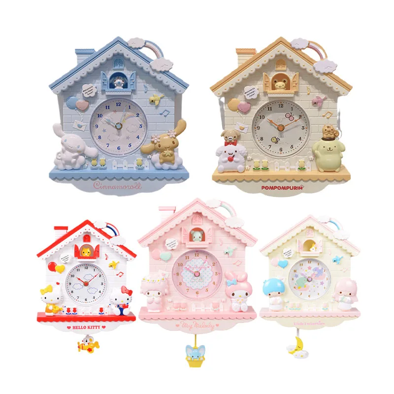 

Cinnamoroll My Melody Kt Kawaii Bedroom Swing Wall Clock Anime Sanrioed cute Room Pendant Decoration Girl Birthday Present