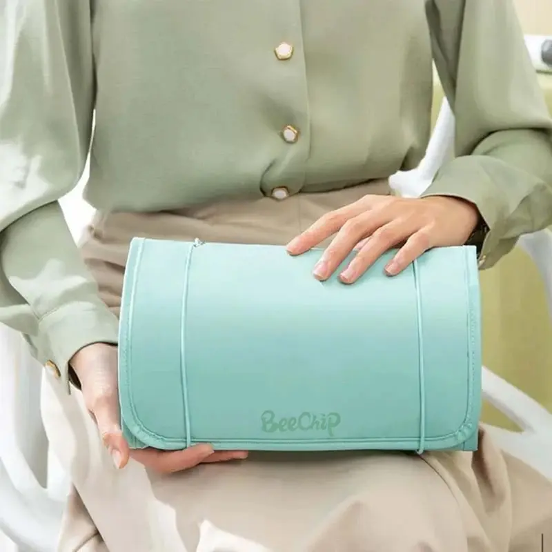 Органайзер на молнии с застежкой для кистей и макияжа голубой 24*15 см