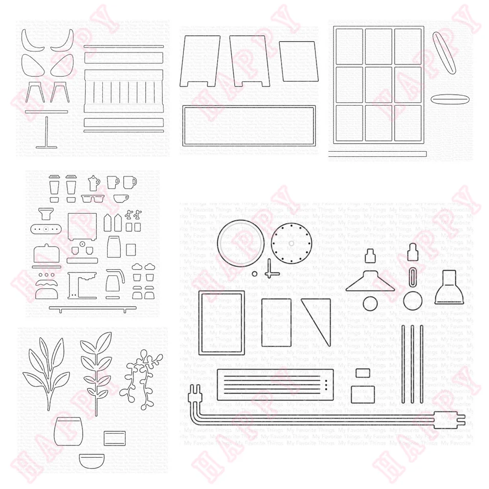 

New Bistro Basics Pots And Plants Sign Metal Cutting Dies DIY Scrapbooking Envelope Greeting Card Decorative Embossing Handcraft