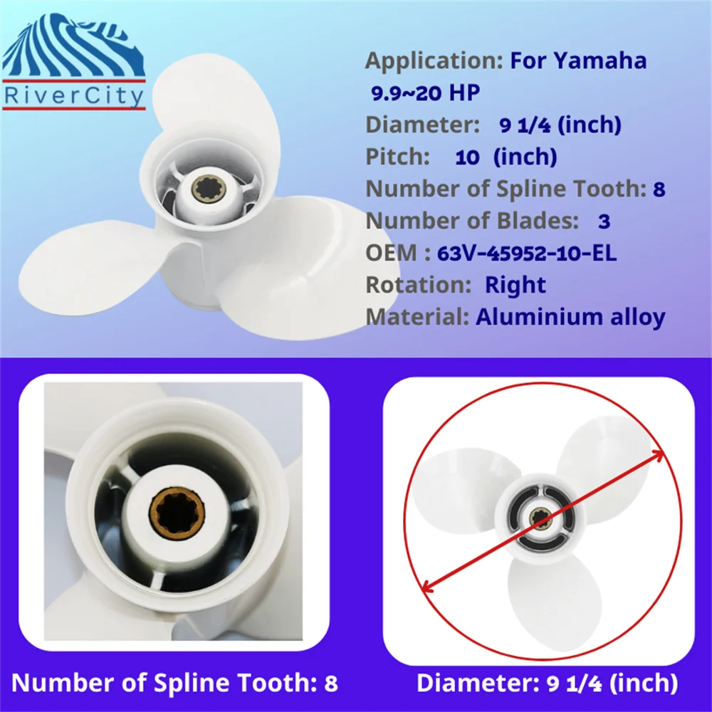 Подвесной пропеллер для Yamaha 9 л.с. 15 20 1/4x10 винт из алюминиевого сплава лодки 3