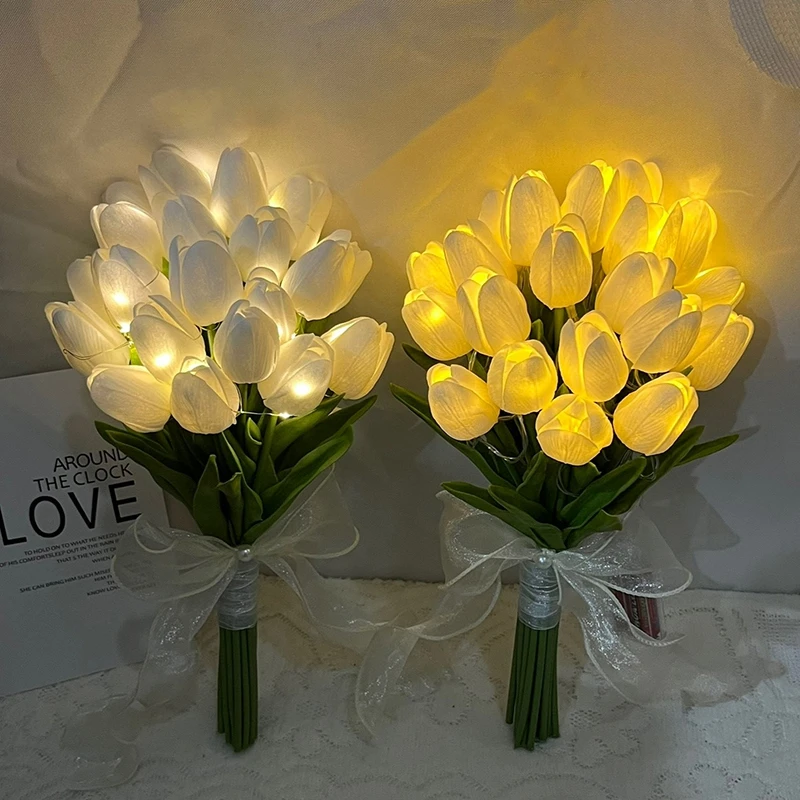 

Led Tulip Flower Light Fake Flowers Creative Luminous Tulips Flower Night Lights Lighting Artificial Flowers Home Decor
