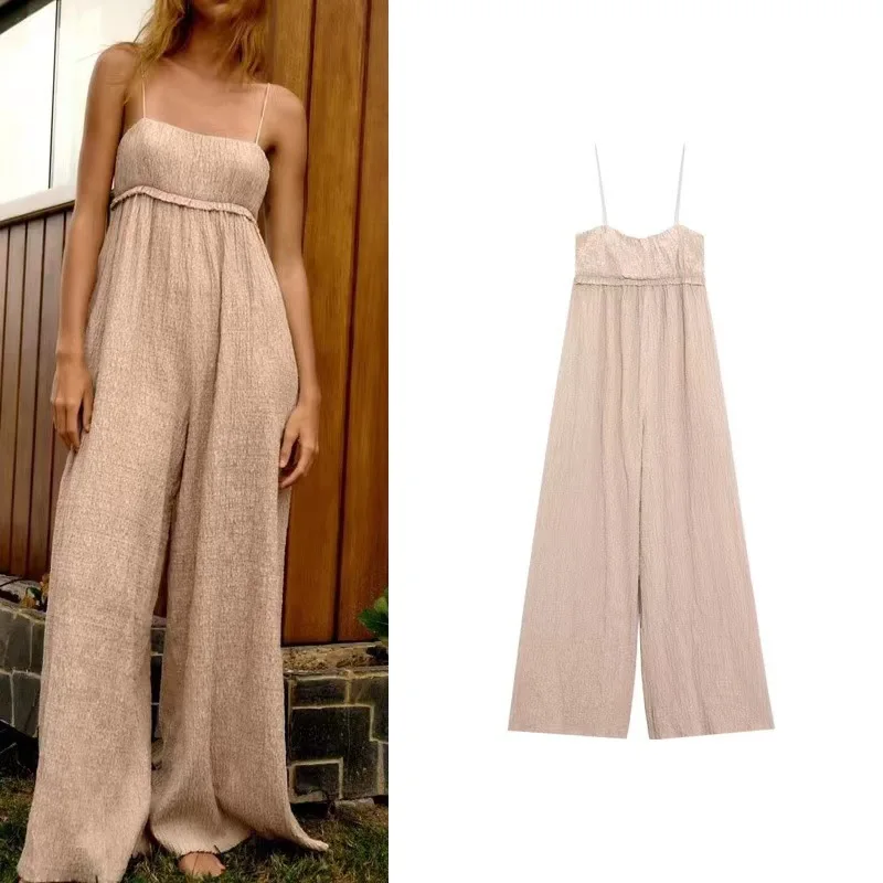 

Женские Летние Элегантные Длинные Комбинезоны, новинка 2023, женские модные длинные брюки с широкими штанинами, комбинезоны, комбинезоны