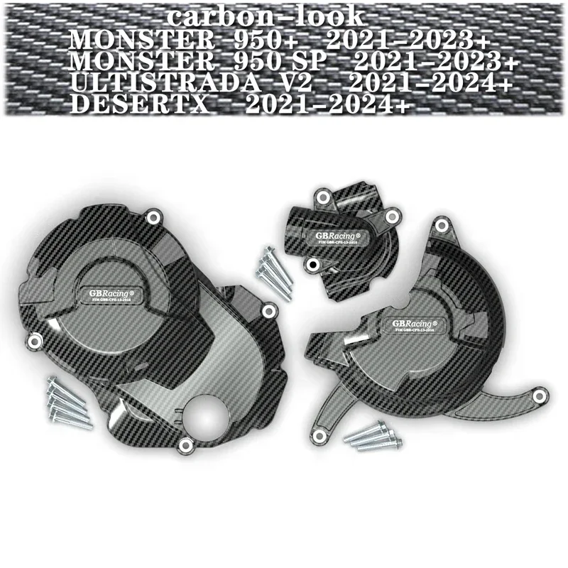 For Monster 950 Sp 2021-2023 Multistrada V2 2021-2024 Desertx Motorcycle Protection Cover Carbon-Look