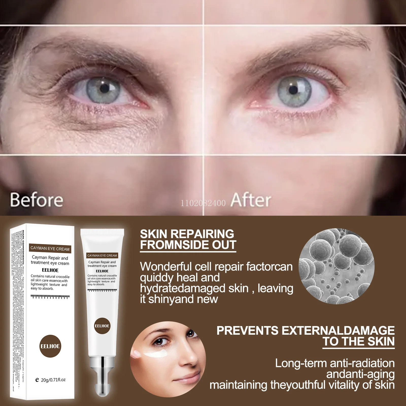 

Active Anti-Wrinkle Eye Cream Fades Fine Lines Dark Circles Eye Serum Remove Eye Bags Puffiness Anti-Aging Firmness Eye Care 20g