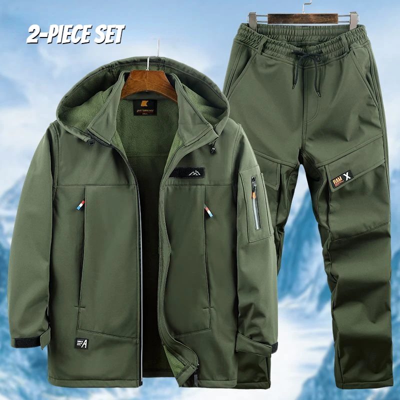 

New Men's Outdoor Fishing Suit Charge Coat Set Winter Warm Windproof Mountaineering Suit 2-piece Set