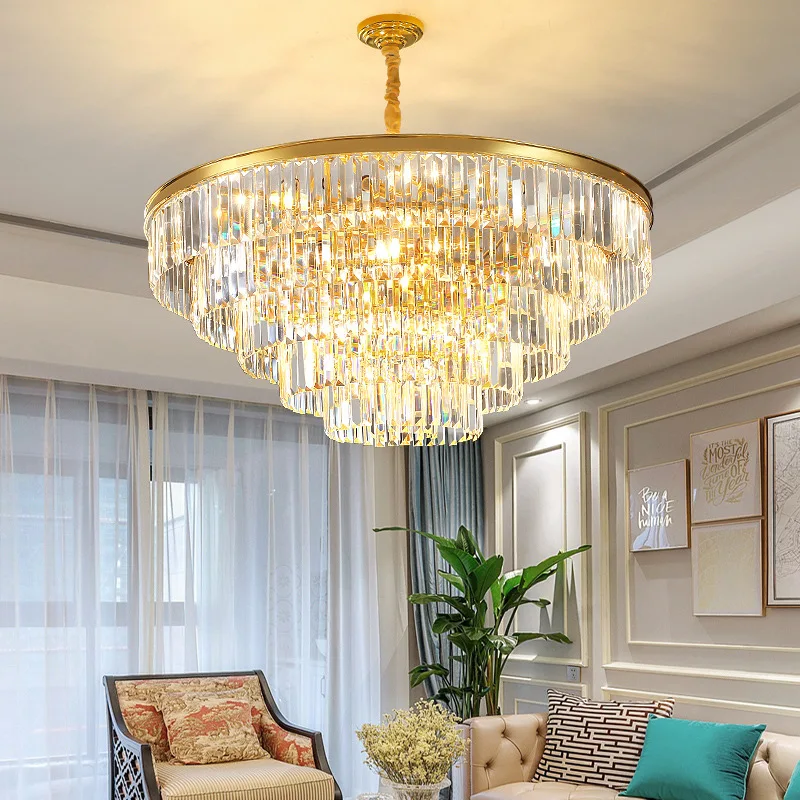 

Light Luxury Crystal Chandelier Living Room Light Nordic Modern Simple Atmospheric Master Bedroom Package Combination Lamps