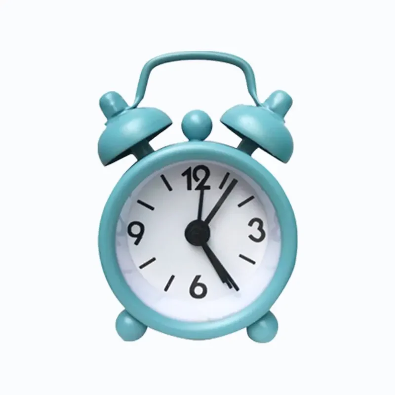 Креативный Круглый Металлический Будильник С Синим Кварцем Портативный Декор