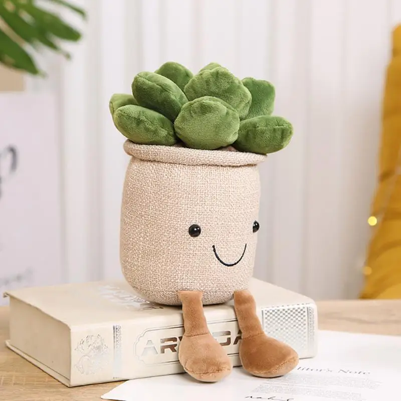 

Creative Green Plant Ornament Lovely Plant Smiley Succulent Plush Toy Succulent Plush Toy Succulent Potted Shape Rag Doll