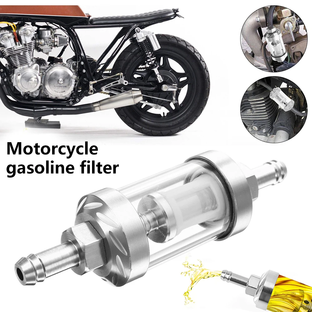 

Hot 8mm Universal Aluminum Alloy Inline Fuel Petrol Gas Filter Washable Motorcycle Scooter Parts