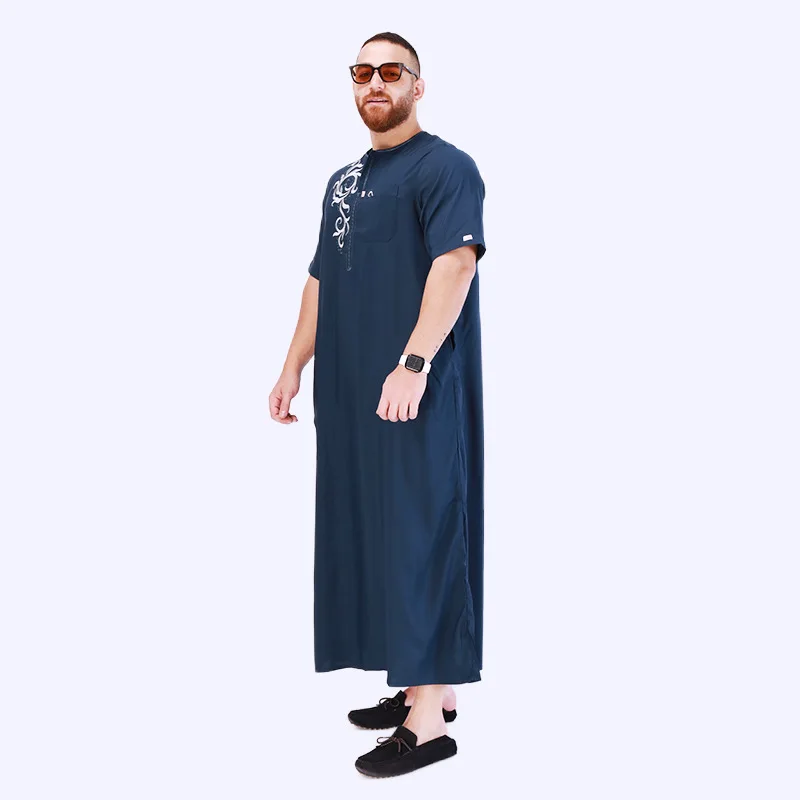 Traditional Islamic Clothing Embroidery Eid Jubba Thobe Saudi Arabia Abaya Muslim Robes Men Fashion Caftan Ramadan National Dres