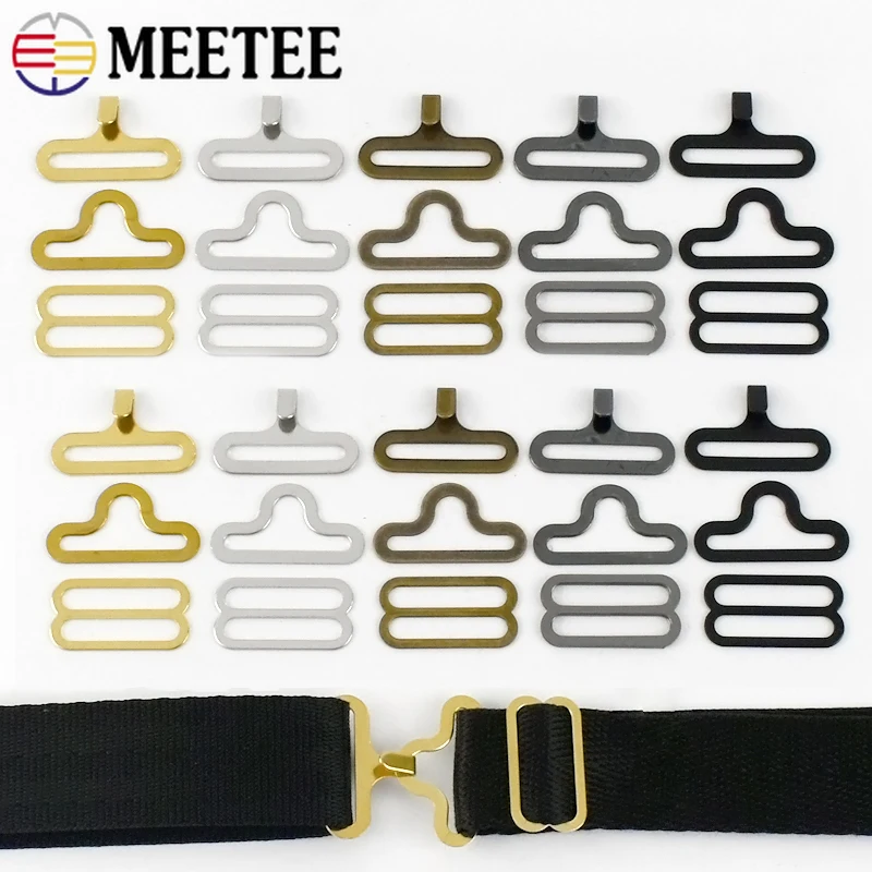 

20/50/100Sets 18mm Metal Buckle Bra Strap Connector Clip Hook Webbing Adjust Clasp Bow Tie Belt Buckles Garment Accessories