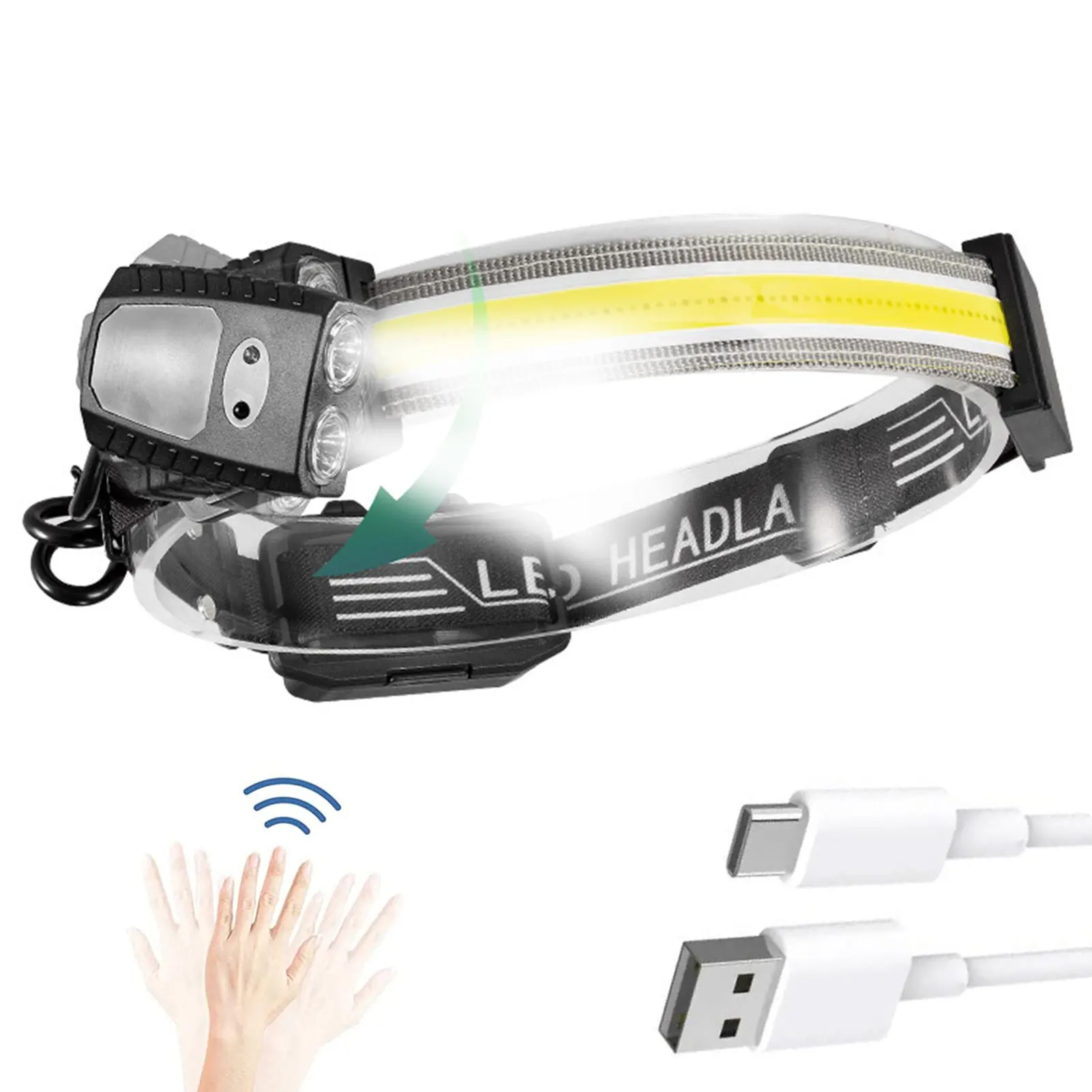 

Rechargeable Headlamp 230 Illumination Range Head Flashlight 7 Light Modes Head Flashlight Built-in 800mAh Battery Waterproof